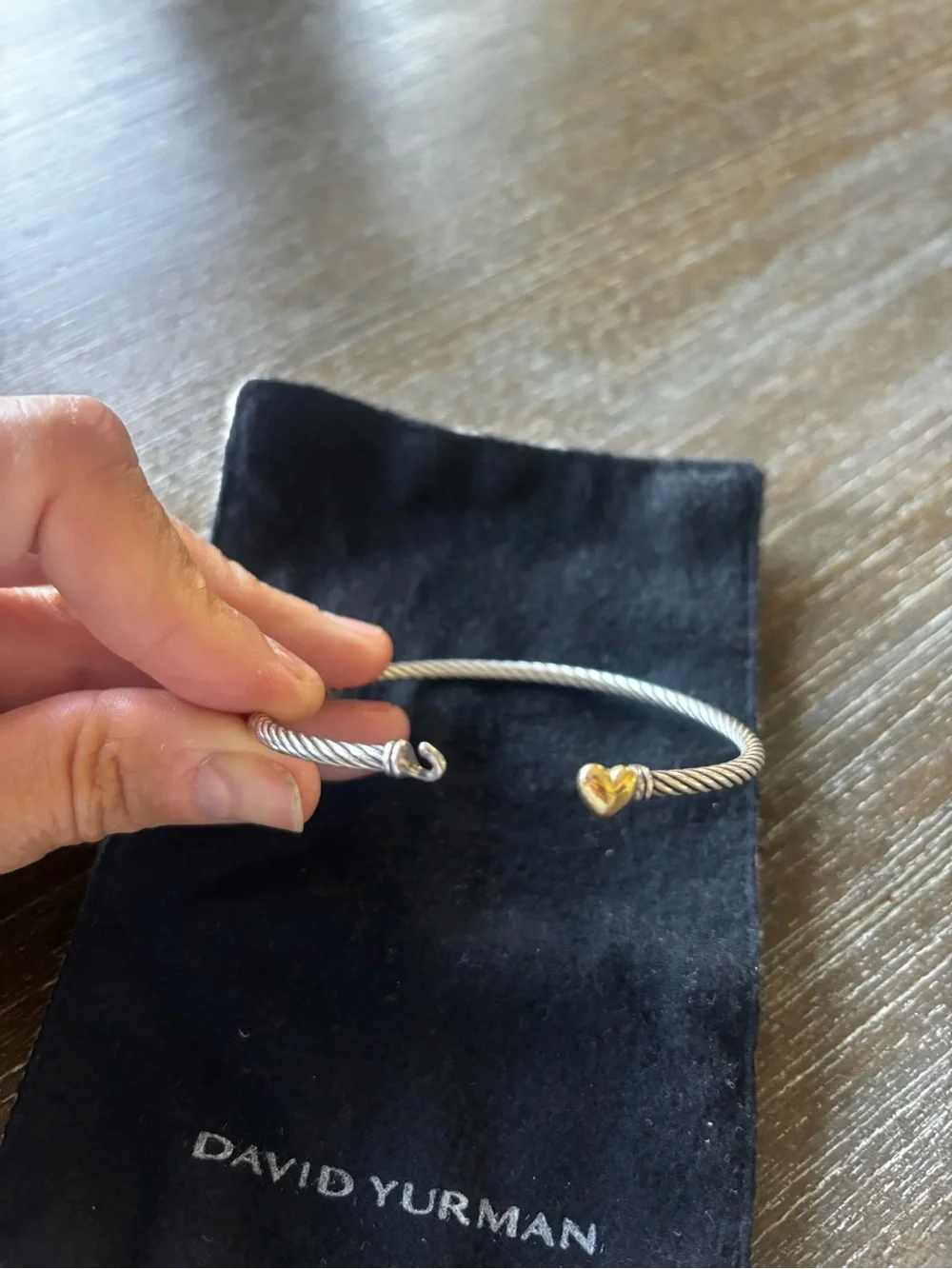 David Yurman Silver Cable Bracelet with Gold Accent